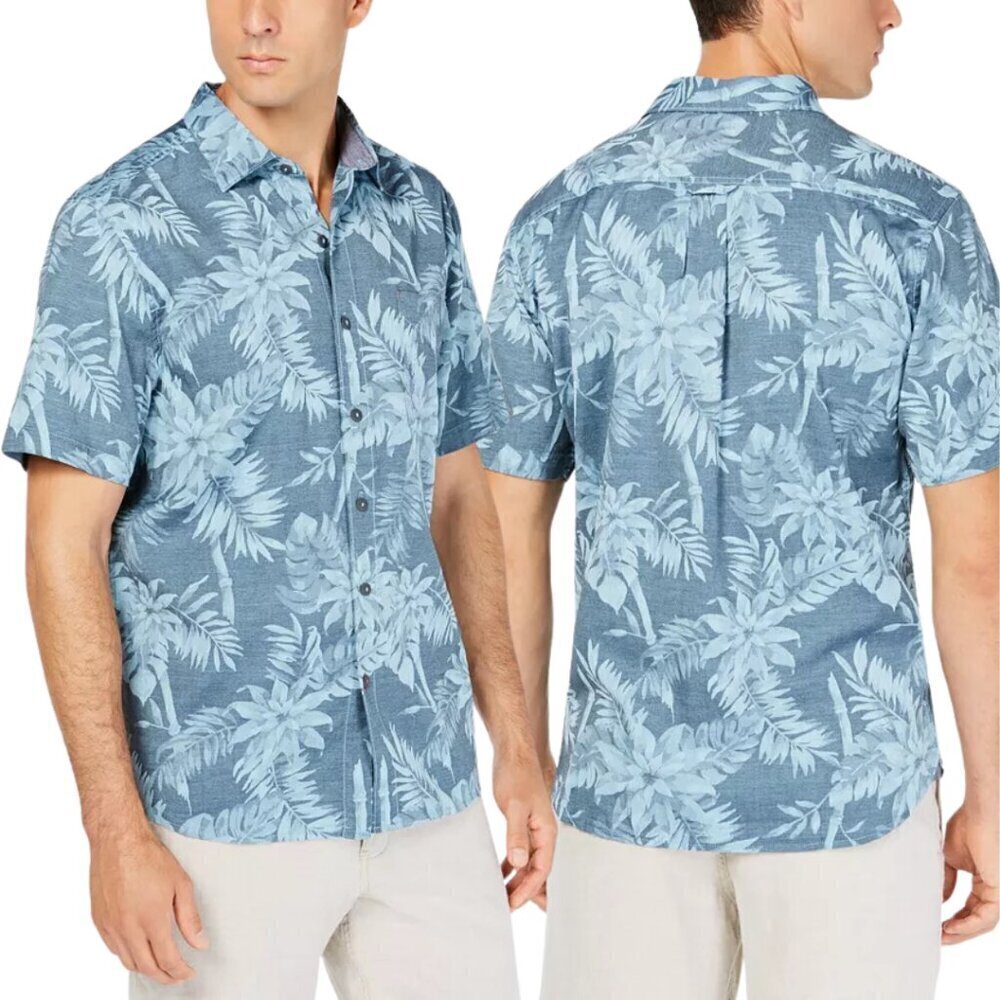 Tommy Bahama Tropical Tones Shirt Mens Medium Floral Print Button Up Blue